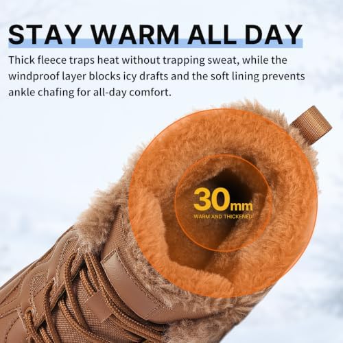 Snow Boots for Men Winter Waterproof Warm Fur Lined Shoes Non Slip Ankle