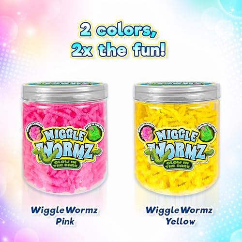 JA-RU Wiggle Wormz Glow in the Dark Squishy Sensory Worms Toy Jar 5357-2A
