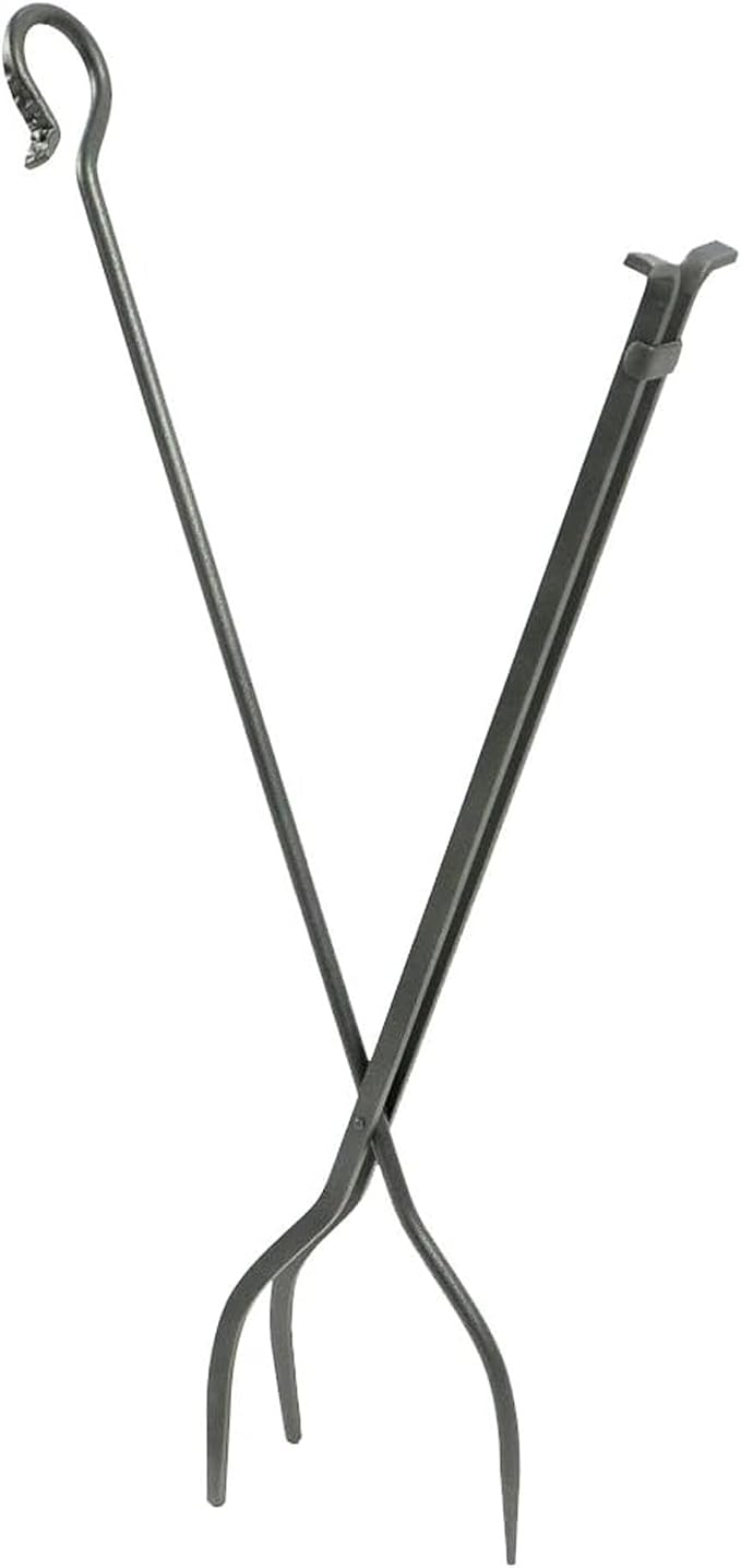 Pilgrim 30-Inch Single Fireplace Log Tong Grabber, Hand-Forged Iron