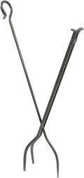 Pilgrim 30-Inch Single Fireplace Log Tong Grabber, Hand-Forged Iron