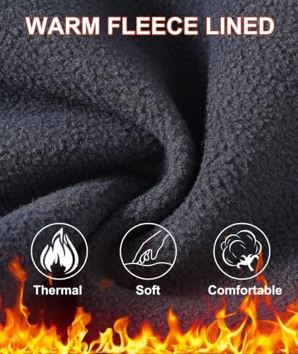 Mens Winter Snow Pants Waterproof Thermal Fleece Lined Hiking Pants with Zip Pockets