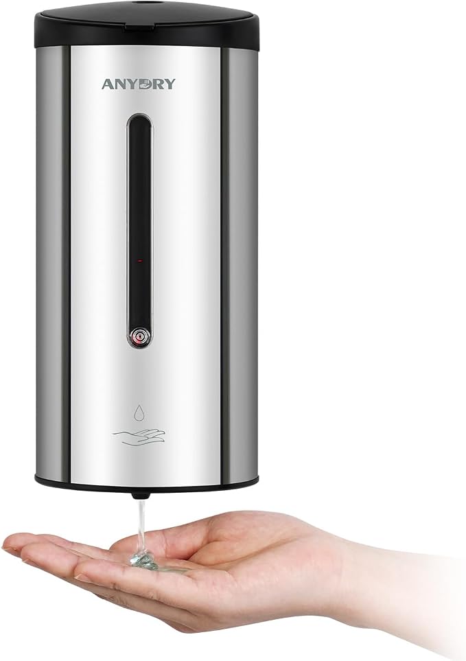 anydry Touchless Automatic Liquid Soap Dispense Wall Mount 25oz Large Capacity Stainless Steel for Commercial (Polished)