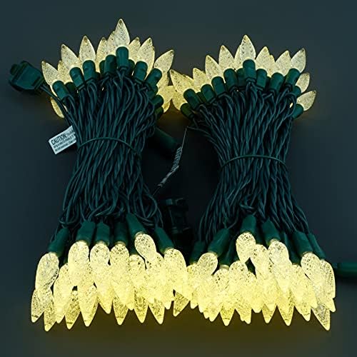 YULETIME 140 Warm White C6 Christmas Lights, 2-Set 36 ft 70ct One-Piece LED