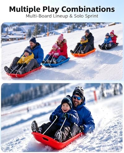 Snow Sled for Kids and Adult, Toboggan Sled with Plastic Cold-Resistant 35"
