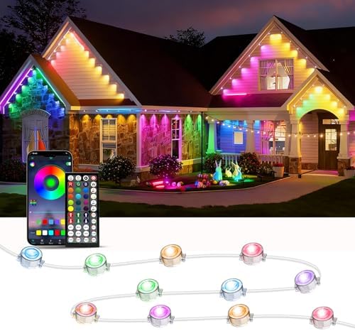 RGB Permanent Outdoor Lights, 500FT LED Eaves Lights with Smart App Remote Control, IP67 Waterproof, Music Sync, Timing Function for Christmas, Party, All Holiday Decorations