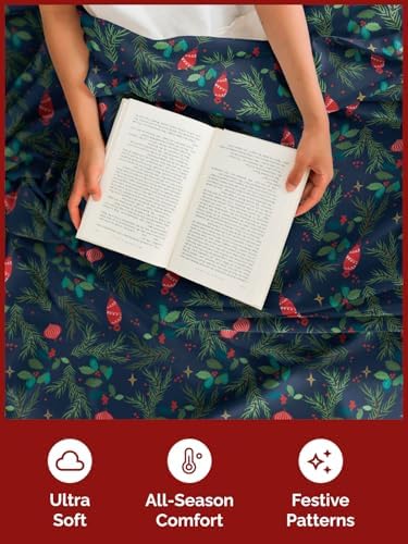 Christmas Sheet Set, Christmas Garland, Holiday Xmas Bedding Set - King