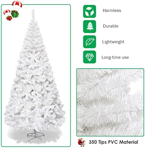 Goplus 7ft White Christmas Tree with Solid Metal Legs Perfect for Holiday Indoor and Outdoor Decoration