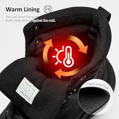 Coostar Snow Boots for Men Waterproof Outdoor Casual Winter Boot Lightweight with Arch Support