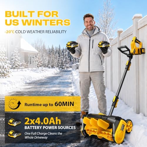 40V Cordless Snow Shovel, 17" Brushless Electric Snow Blower