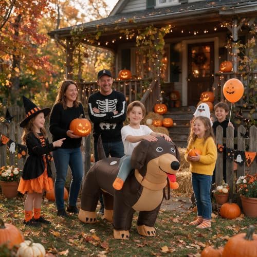 One Casa Inflatable Dog Costume for Kids,Blow Up Ride Dachshund Suit