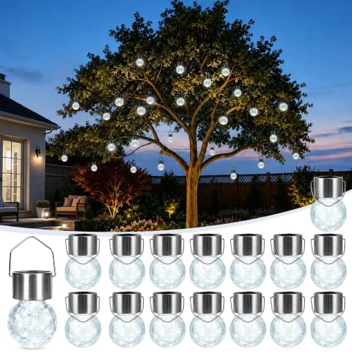 GIGALUMI Solar Lights Outdoor Garden Decor Hanging Lantern for Outside 16Pc