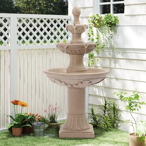 3-Tiers 48.4" H Italian Outdoor Water Fountains Feature Garden Decor