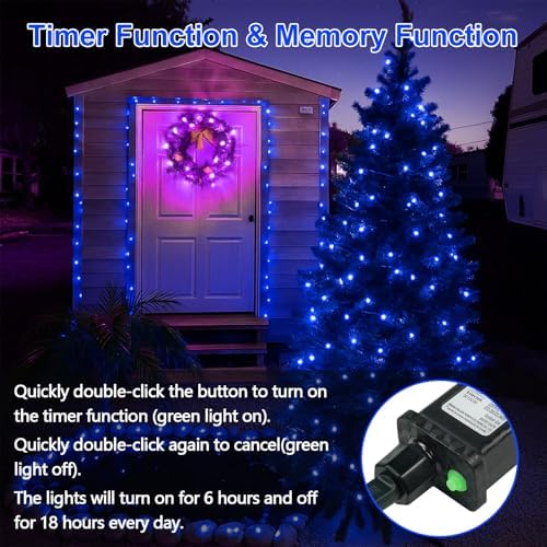 2 Pack 200 LED Christmas Lights 13 Modes Extendable Christmas Tree Lights