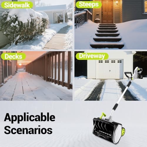 Cordless Snow Shovel: DEKOPRO 40V|17-Inch Cordless Snow Blower，Electric Snow Shove with Adjustable Chute, Lightweight Electric Snow Blower for Sidewalks & Stairs (2×20V Batteries) (Renewed)