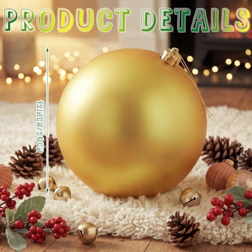 Threan 12 Inch Gold Matte Large Christmas Ball Ornament