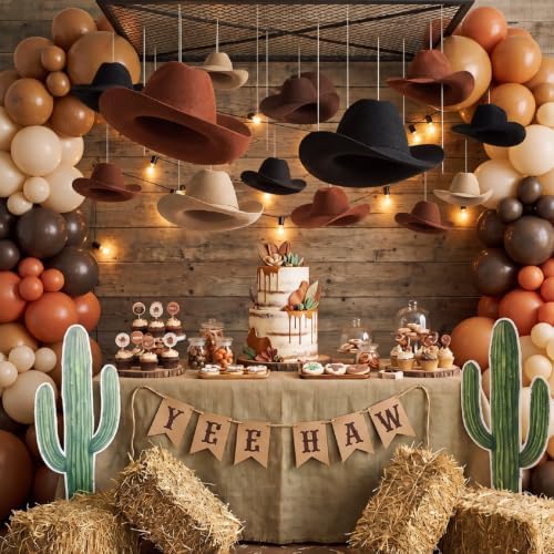 Epakh 12 Pcs 3D Cowboy Hat Hanging Streamers Western Party Decorations