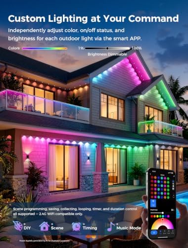 CDN Permanent Outdoor Lights for House, 200FT RGBICW Christmas Eave Lights
