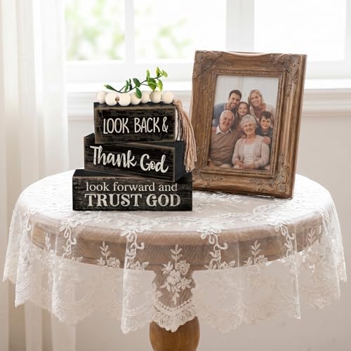 Moucuny 4 Pcs Farmhouse Table Decor Inspirational Wooden Block Signs