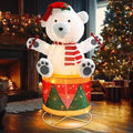 4 FT Lighted Christmas Drum Bear, Pre‑Lit Outdoor Yard Decor