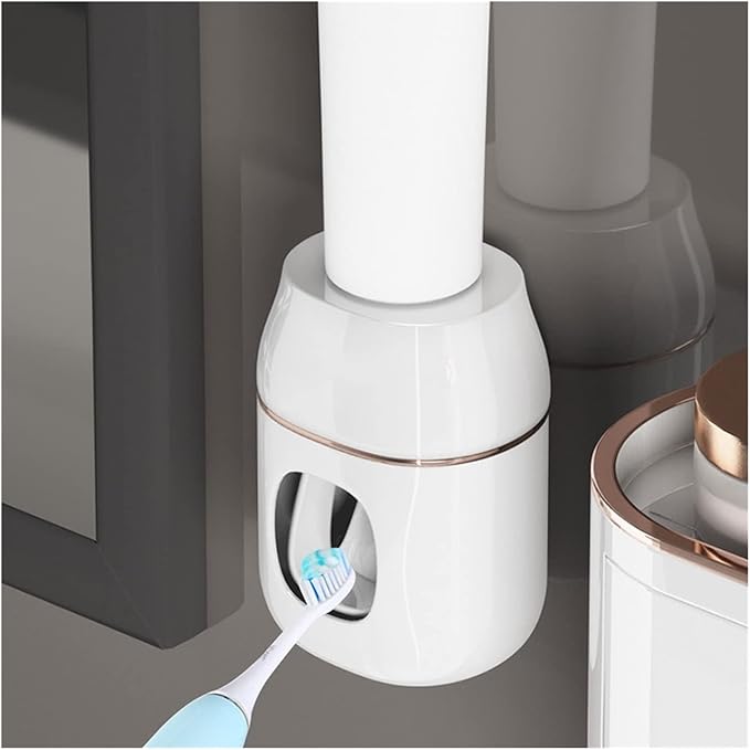 Toothbrush Rack Wall-Mounted Toothbrush Holder Punch-Free Multifunctional Storage Rack with Mouthwash Cup Toothpaste Squeezer Kit Bathroom Toothbrush Holder(A,Medium)