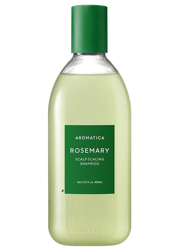 AROMATICA Rosemary Scalp Scaling Shampoo for Hair Growth - Korean Hair Care for Thinning Hair & Hair Loss, Natural Essential Oil, Vegan, Sulfate Silicone Paraben Free (13.53 oz)