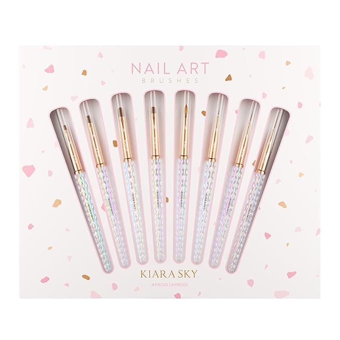 Kiara Sky Professional Nails *NEW* Complete Nail Art Brush Collection for Gel & Nail Art - Acetone Resistant 100% Kolinsky Brush