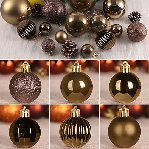 Vintage Copper 2.5" Christmas Balls Christmas Tree Decoration Ornaments Shatterproof Hanging Balls for Birthday Halloween Holiday Wedding Decorations Set of 36pcs