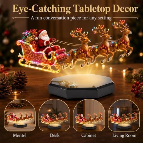 Floating Santa Sleigh,Magnetic Levitation Santa's Flying Sleigh Ornament