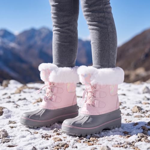 Stelle Girls Snow Boots with Faux Fur Collar Kids Winter Warm Boot