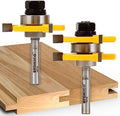YONICO Tongue and Groove Router Bits Set Up to 3/4-Inch Stock 1/2" Cutting Depth 2 Bit Set 1/4-Inch Shank for Edge-to-Edge Hardwood Flooring, Paneling, Cabinet Door, Plywood Sheathing 15221q