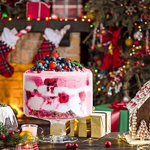 Trifle bowl Glass Crystal-Clear Set of 1, 116oz(3.3L), Footed Trifle Bowl with Stand, Trifle dish for decadent dessert like salad, fruit, ice cream, parfait, pudding, Party Bowl