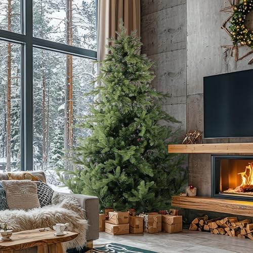 Fraser Hill Farm 12-Ft. Woodside Pine Christmas Tree with Incandescent Smart Lights and Stand, Prelit Artificial Tree with Realistic Foliage, Perfect Holiday Decoration for Foyer and Living Room