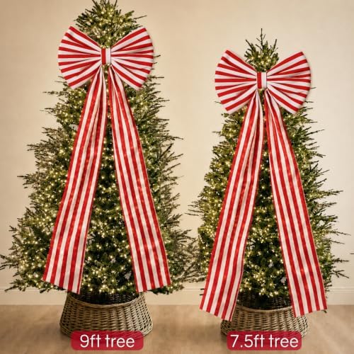 Christmas Decorations - 6.5 Ft Giant Red and White Striped Christmas Bow