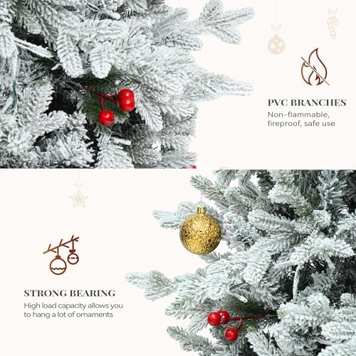 YITAHOME 4.5ft Prelit Potted Flocked Arctic Fir Pencil Tree