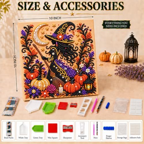 Diamond and Pearl Art Kits for Adults, Halloween Decorations, Framed Decor