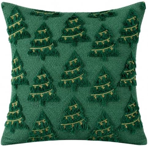 OHOME Christmas Decorations - Christmas Tree Green Pillow Covers 18x18 inch