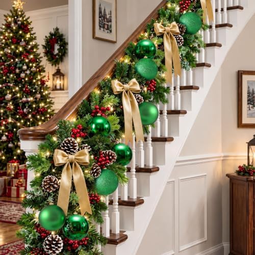 Jenaai 12 Pcs Large Green Christmas Ball Ornaments, 6 Inch Big Oversized Shatterproof Christmas Tree Decorations Matte Glitter Giant Jumbo Plastic Hanging Baubles for Xmas Holiday Party Indoor Outdoor