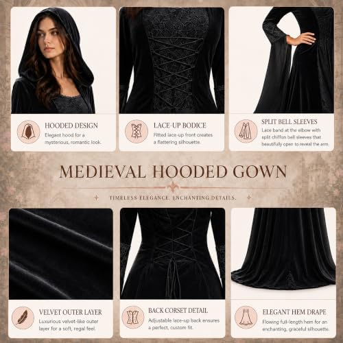 Women Deluxe Witch Dress Renaissance Vampire Halloween Costume