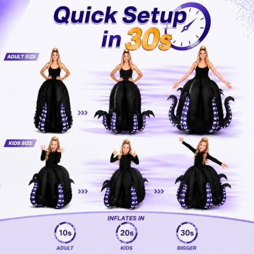 Halloween Inflatable Octopus Costume for Adult Kids Blow Up for Boys Girls