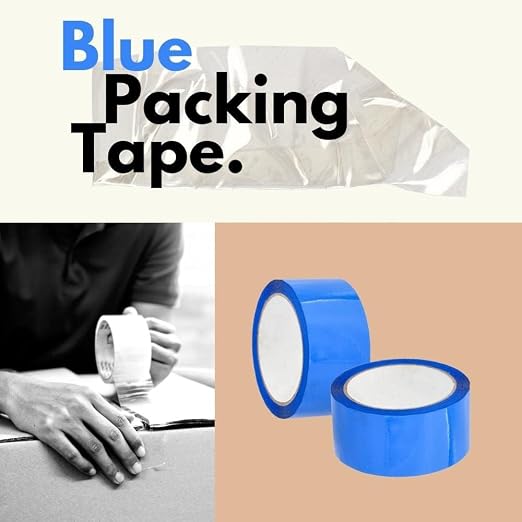 PSBM Blue Packing Tape, 6 Rolls, 2 Mil Thick, 1.88 Inch Wide, 110 Yards Per Roll, Total 660 Yards, Colored Tape for Sealing Cartons, Packaging, Shipping & Moving