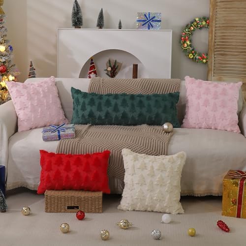 DFXSZ Christmas Tree Pillow Covers 14x36 Set of 2 Christmas Decor Green