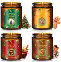 Christmas Candles Set, Scented Candles for Home, 4 Pack Holiday Natural Soy Candles, Christmas Gift for Women Men, Festival Fragrance of Balsam Cedar/Cookies/Mulled Cider/Cinnamon