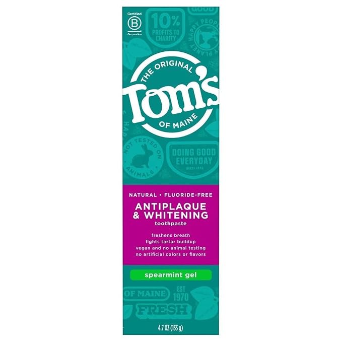 Tom's of Maine Antiplaque Plus Whitening Gel, Spearmint 4.7 oz (Pack of 3)3