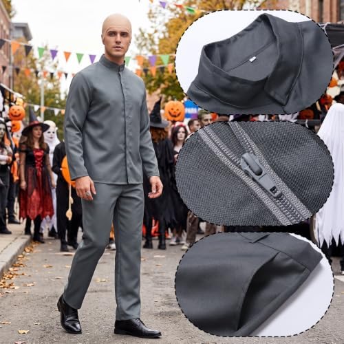 Halloween Costumes Men Bald Costume Set Grey Power Suit