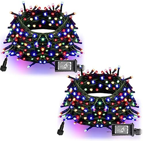 Dazzle Bright 132FT 400 LED Christmas Lights, Christmas String Lights Plug in with 8 Modes, Waterproof Christmas Decorations for Xmas Indoor Outdoor Party Home Tree Decor, Multi-Colored