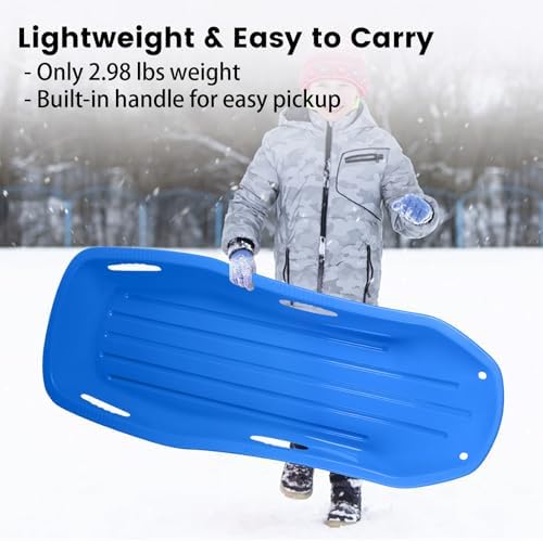 Snow Sled for Kids with 16.5ft Pull Rope & Handle - Cold-Resistant Plastic Toboggan Sled for Winter Downhill Fun - Stackable Lightweight Sled for Adults Outdoor Snow Play(25/36/48in)