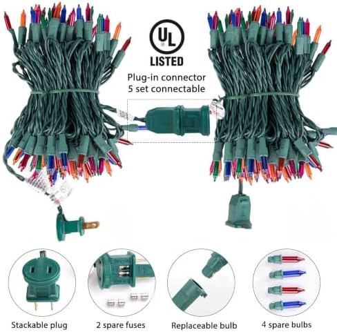 Minetom Clear Christmas String Lights 100 Counts 20 Feet Multicolor