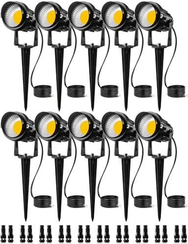 SUNVIE Low Voltage LED Landscape Lights Spot Lights with Connectors 10 Pack