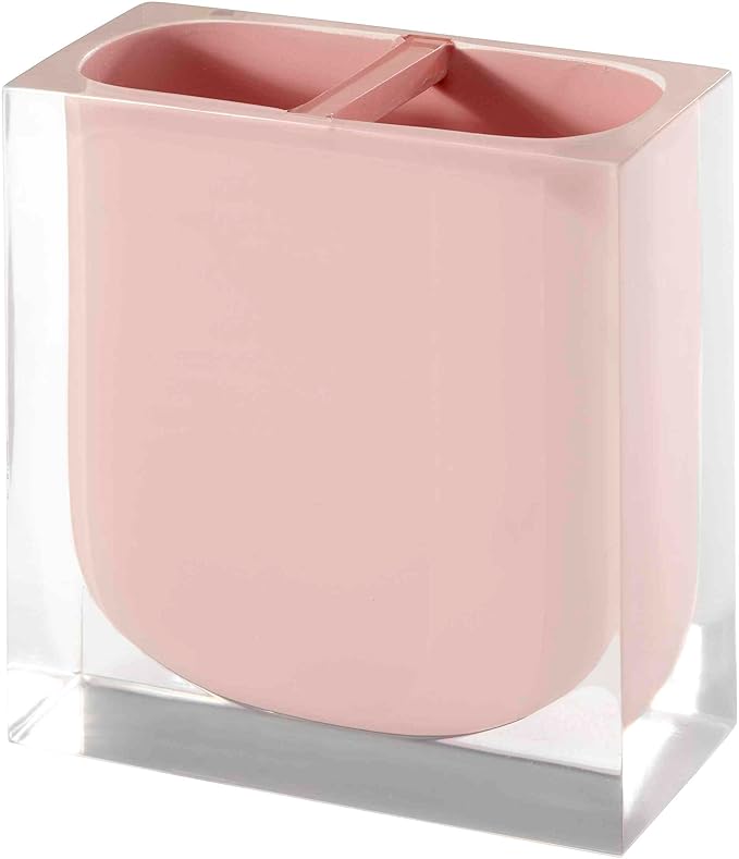 Izod - Accessory Set, Resin Toothbrush Holder & Soap Dispenser/Lotion Pump, Solid Home Decor, Dorm Room Essentials (Marina Collection, Pink)