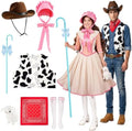 7Pcs Halloween Costumes for Couples, Shepherdess & Cowboy Costume